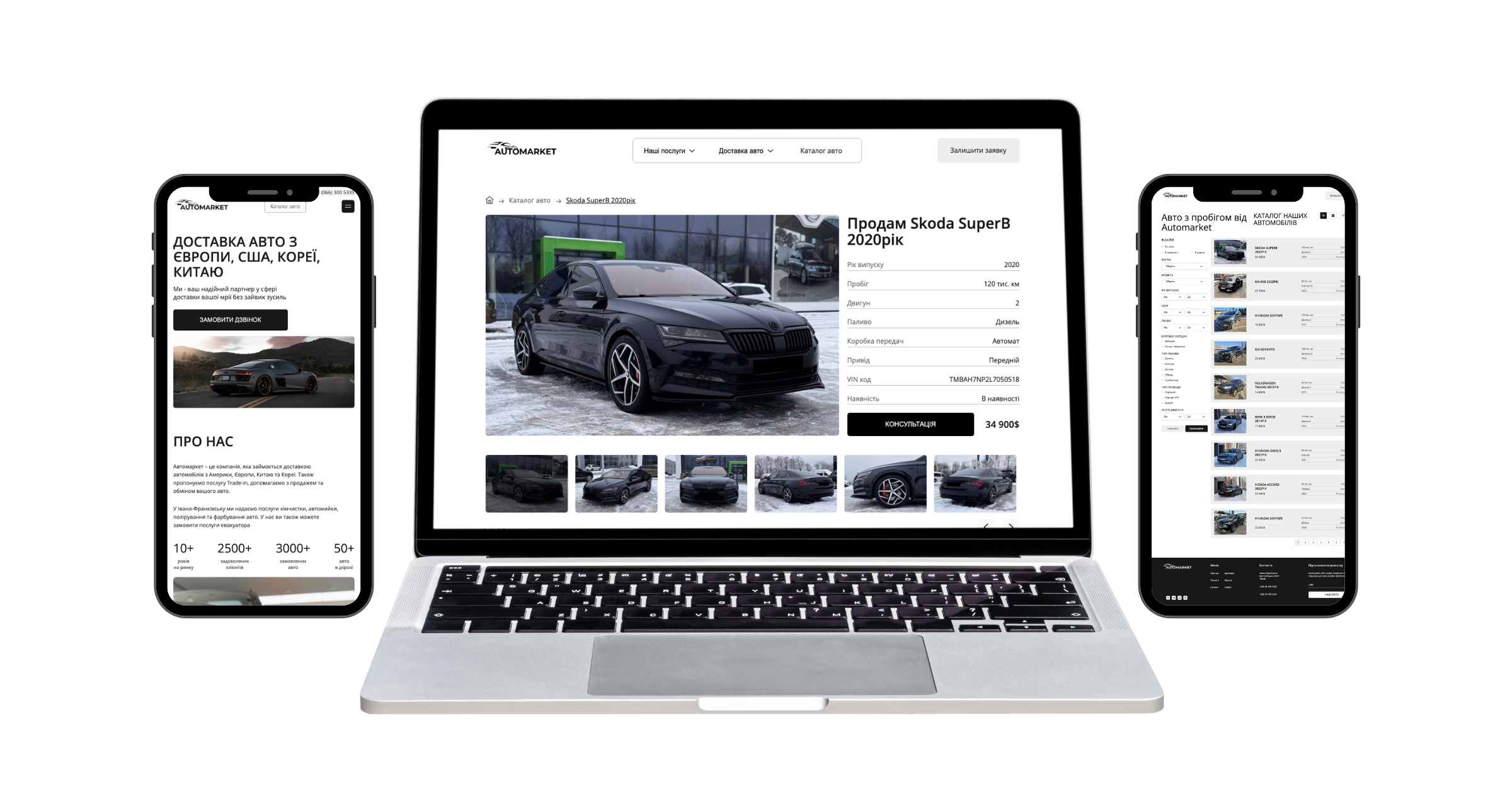 Automarket on desktop and mobile screens
