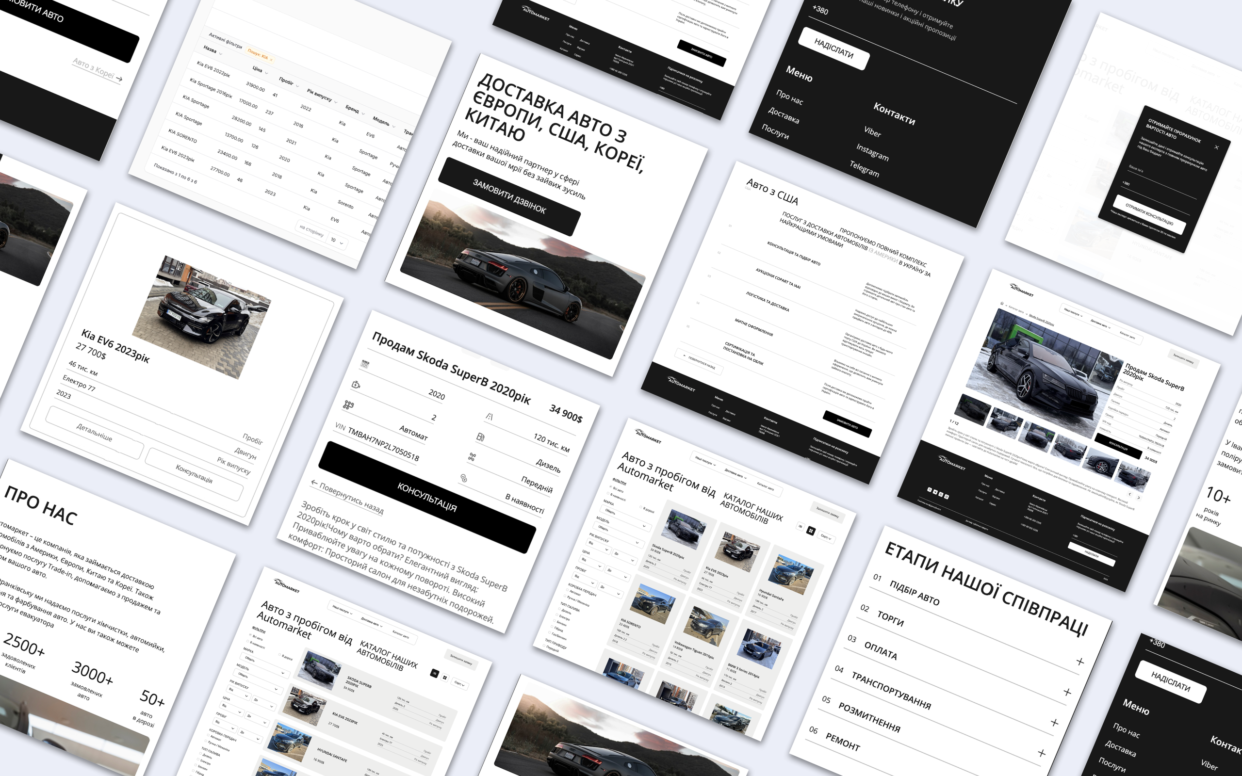Automarket product screens