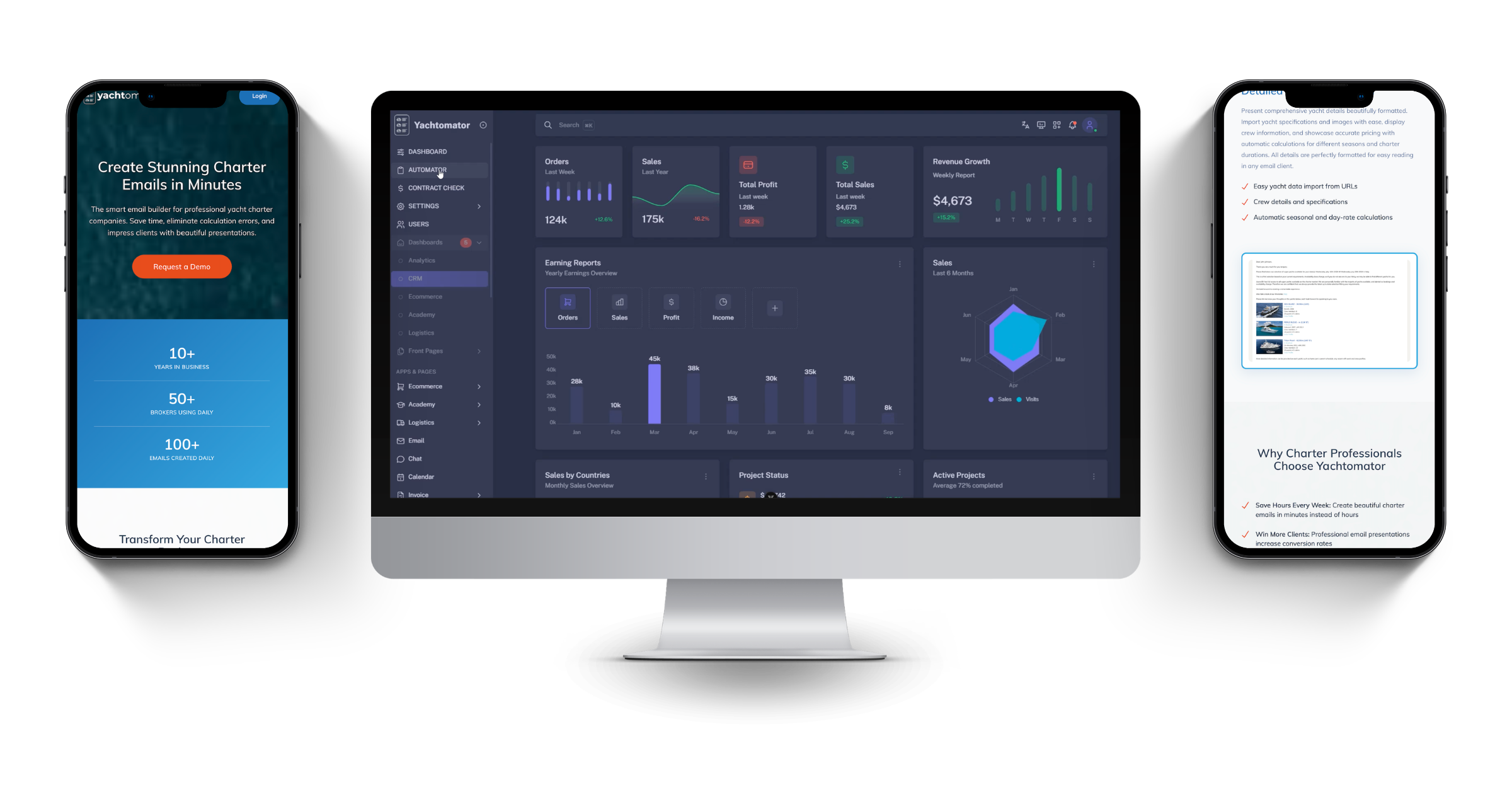 Yachtomator on desktop and mobile screens